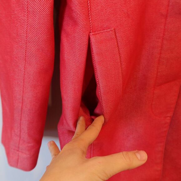 ESPRIT vintage red denim jacket peacoat button XS preppy fall retro classic 90s - Picture 6 of 8